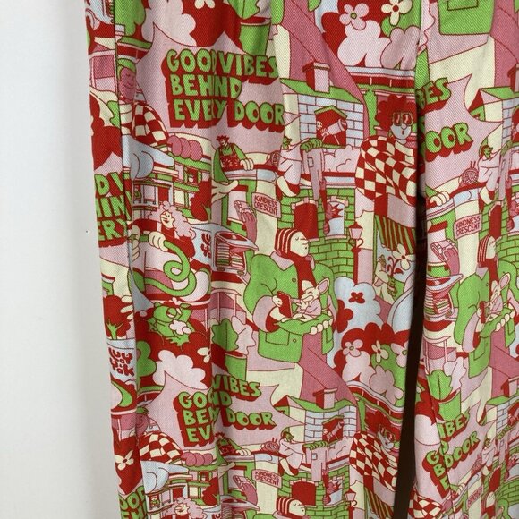 Lucy & Yak Baggy Wide Leg Graphic Pants Artist Print Size 28 L.E. Cole Distress - Picture 4 of 10